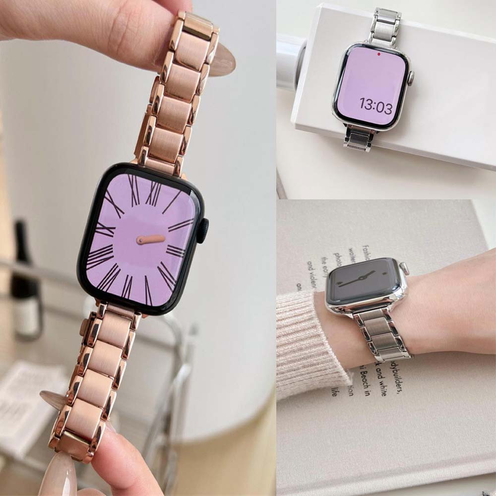 Luxury Watch Ap - حزام معدني نحيف لساعة أبل الترا