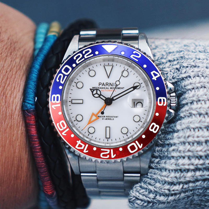 Luxury Watch White - 2025 جديد Parnis 40 مللي متر