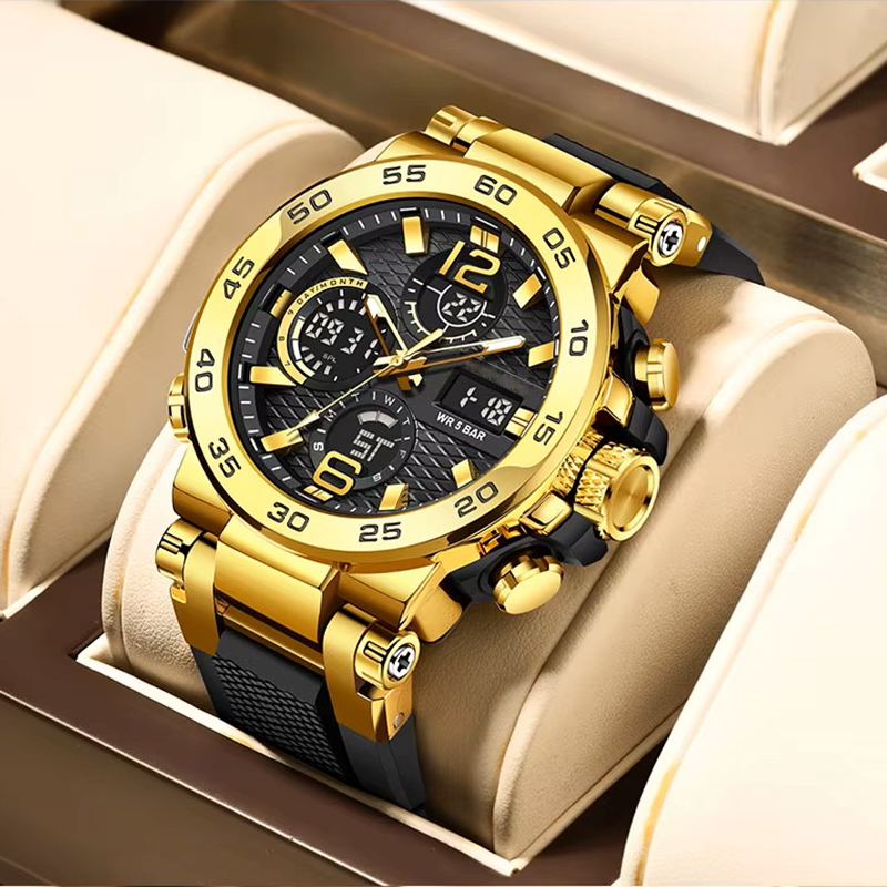 Luxury Watch Levels - ساعة رياضية رجالية فاخرة باللون الأسود
