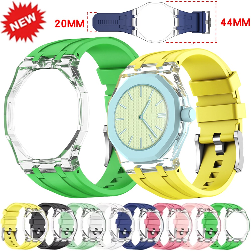 Luxury Watch Ap - غطاء شفاف + حزام سيليكون سائل