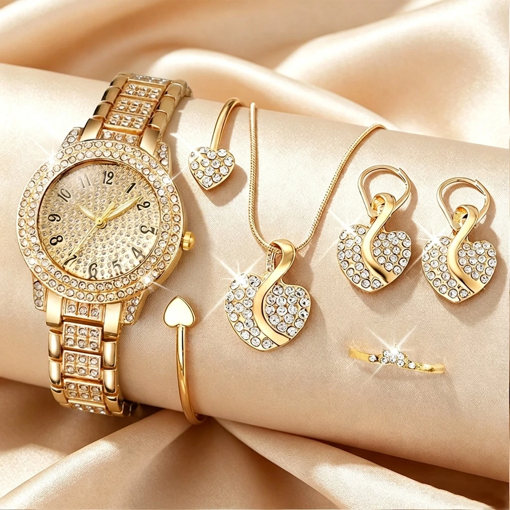 Open Heart Watch - 6 قطع من ساعات اليد النسائية