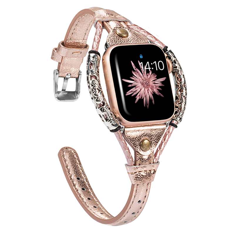 Luxury Watch Ap - حزام من الجلد الطبيعي لساعة أبل