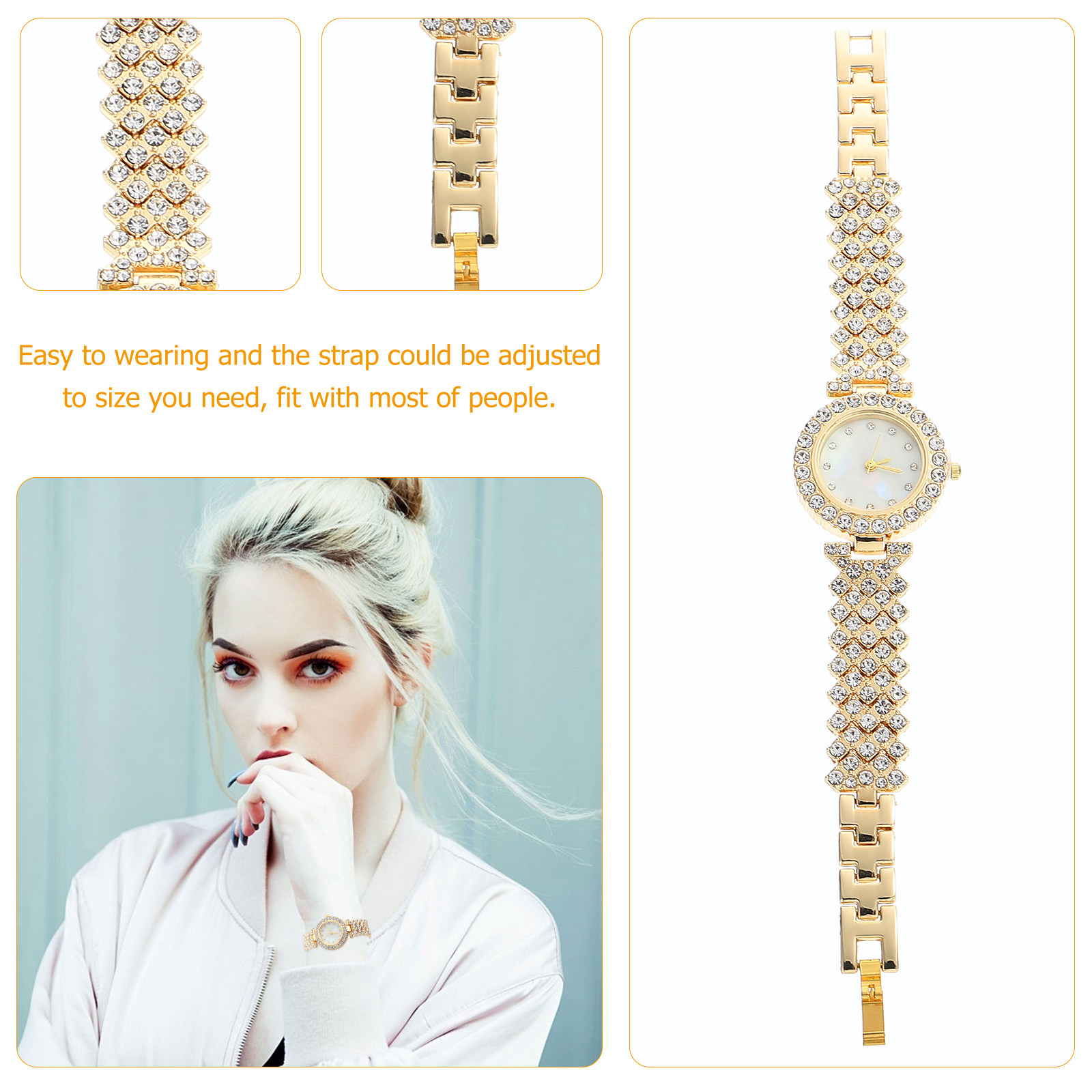 ساعة يد نسائية أنيقة مرصعة بال - مراجعة Luxury Watch White وسعره