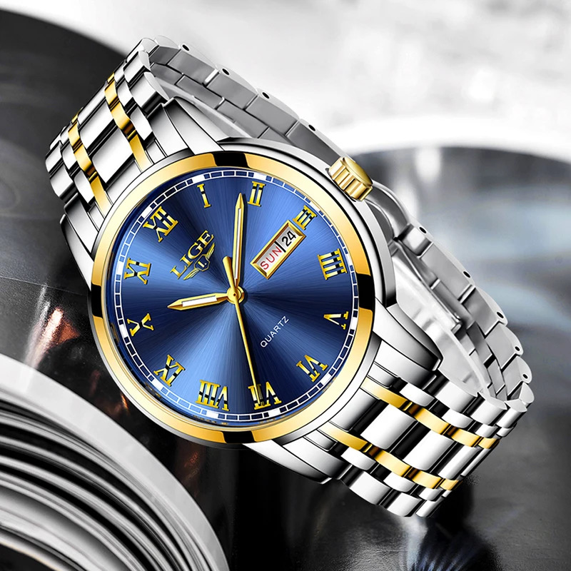 LIGE-Men ساعة كوارتز مقاومة لل - مراجعة Luxury Watch Holder For Men وسعره